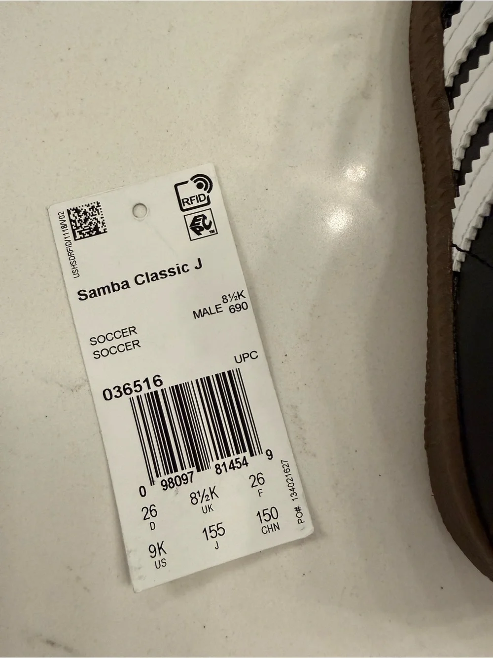 adidas Kids Samba Black and White Leather Sneakers